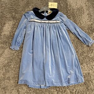 Blue Velvet Long Sleeve Dress